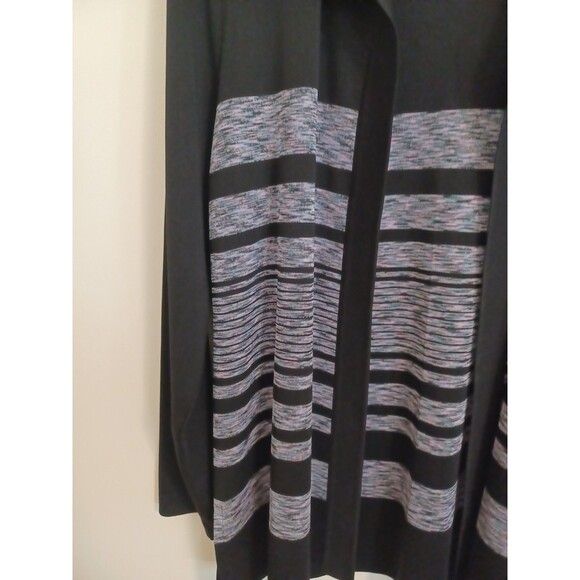 Exclusively Misook Sweater Open Front Cardigan M Church Career Black Purple - Picture 5 of 8